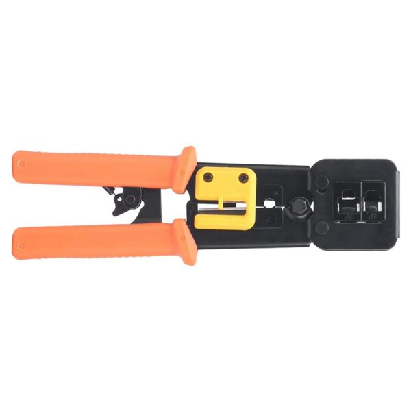 Crimping Tool Cable Crystal Rj45 Network Through Hole Head Perforation Dual Purpose Tool Steel Orange Black 3