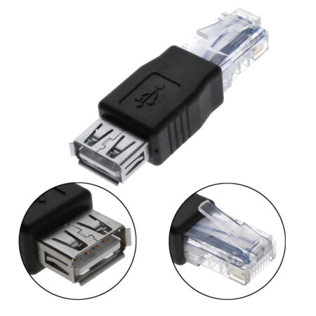 1/3PC USB Type A Female to Ethernet Internet RJ45 Male Network Converter Adapters Plug Socket 1
