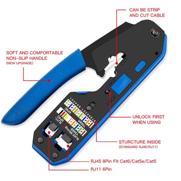 Rj45 Tool Network Crimper Cable Stripping Plier Stripper for Rj45 Cat6 Cat5E Cat5 Rj11 Rj12 Connector Ethernet  Cable Cutter 4