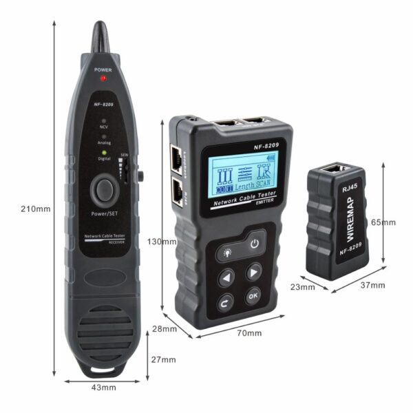 NOYAFA NF-8209 LCD Display Measure Length Lan Cable POE Wire Checker Cat5 Cat6 Test Network Tool Scan Line Wiremap Tester 2