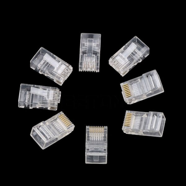 Kebidu 100PCS RJ45 RJ-45 Ethernet Cables Module Plug Network Connector for UTP Cat5 Cat5e Network Cable Crystal Heads 8P8C HOT 4