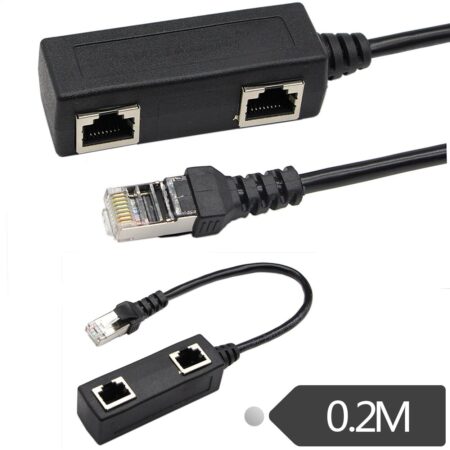 ERE RJ45 1 Male to 2 Female Socket Port LAN Ethernet Network Splitter Y Cable Suitable for Cat5,Cat5e,Cat6,Cat7 1