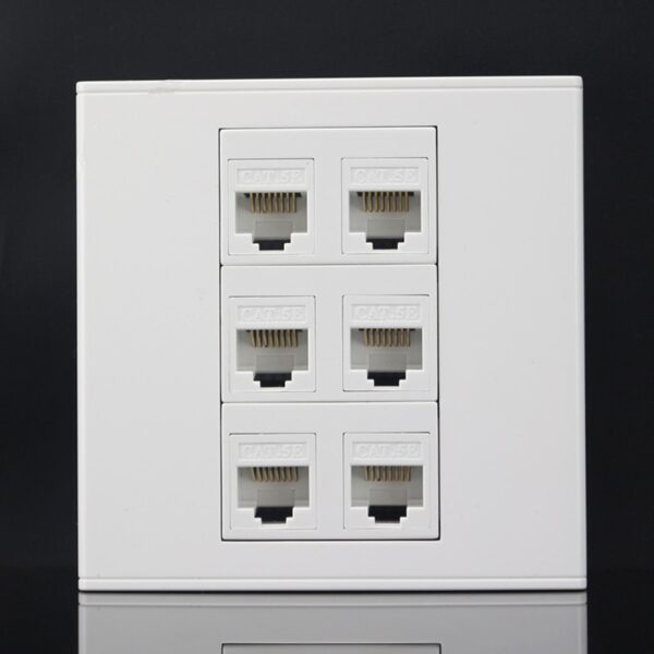 xintylink rj45 Socket jack modular 6 Port cat5e cat6 Keystone Wall Face plate Faceplate toolless white wall socket panel 86mm 4