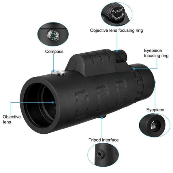 High Power HD 40X60 Zoom Monocular Telescope Tourism Bird Watch Binoculars With Tripod Spotting Scope telescopio For Hunting#3 3