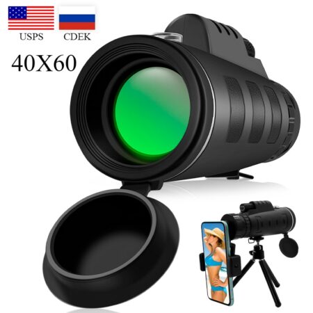 Telescope Monocular 40X60 Zoom Monocular Binoculars Clear Weak Night Vision Pocket Telescope with SmartPhone Holder for Camping 1