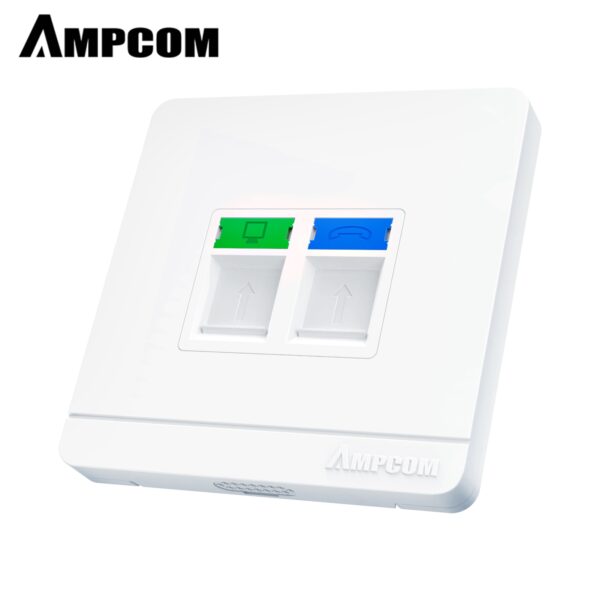 AMPCOM RJ11 RJ45 Faceplate Wall Socket Wallplate Face plate 1-Port 2-Port 4-Port Networking Telephone Socket Outlet Mount Panel 1