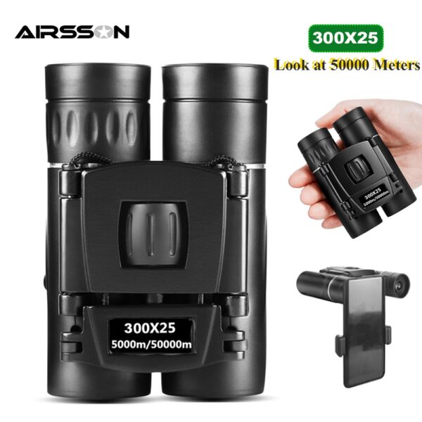 300X25 Powerful HD Binoculars 50000M Long Range Folding Mini Telescope Low Light Night Vision BAK4 Optics for Hunting Camping 1