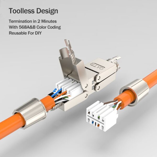 Linkwylan Cat6A Cat7 Cable Extender Junction Adapter Connection Box RJ45 Lan Cable Extension Connector Full Shielded Toolless 5
