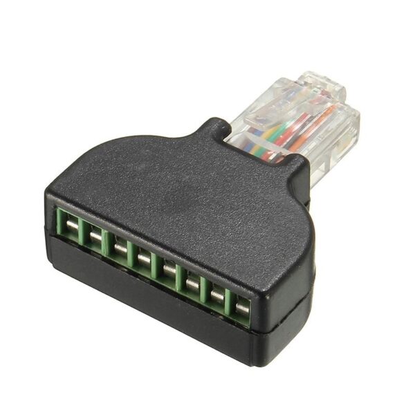 RJ45 Ethernet Female to 8 Pin Screw Terminal Connector Male to 8 Pin AV Terminal Adapter Block Cable for CCTV Digital Plug Jack 6