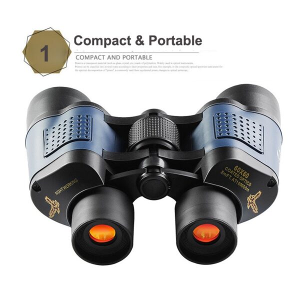 60x60 High Power Binoculars With Coordinates BAK4 Portable Telescope LowLight Night Vision For Hunting Sports Travel Sightseeing 3