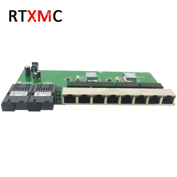 10/100/1000M Gigabit Ethernet switch Ethernet Fiber Optical Media Converter Single Mode 8 RJ45 UTP and 2 SC fiber Port Board PCB 6