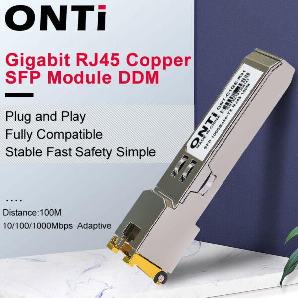 ONTi Gigabit RJ45 SFP Module 1000Mbps SFP Copper RJ45 SFP Transceiver Module Compatible for Cisco/Mikrotik Ethernet Switch 1