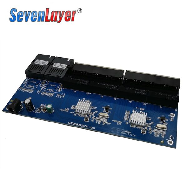 Media Converter Fiber Optical  Gigabit Ethernet switch PCBA 8 RJ45 UTP and 2 SC fiber Port 10/100/1000M  Board PCB 1PCS 2