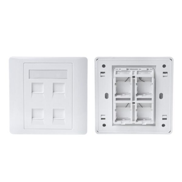 86 Type White Faceplate Wall Plate Socket Four Ports Network LAN Telephone Panel RJ45 Plug 3