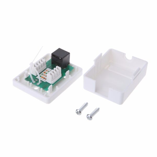 Cat6 RJ45 8P8C Wall Coupler Jack Adapter UTP Unshielded Single Port Desktop Mount Box White C26 3