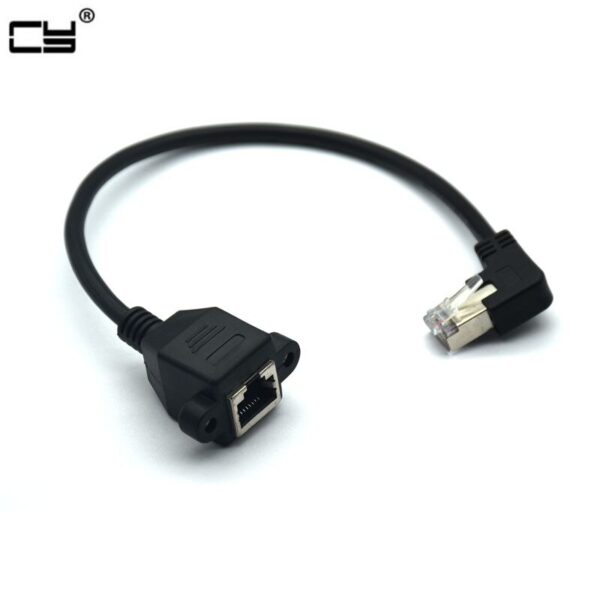 High Quality 30cm UP Down Right Angled 90 Degree 8P8C FTP STP UTP Cat5 RJ45 with screw Lan Ethernet Network Extension Cable 1ft 2