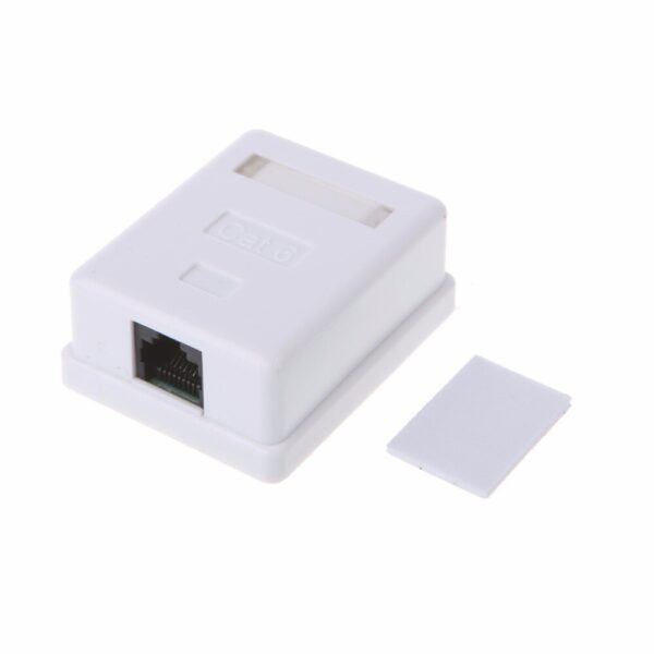 Cat6 RJ45 8P8C Wall Coupler Jack Adapter UTP Unshielded Single Port Desktop Mount Box White C26 2