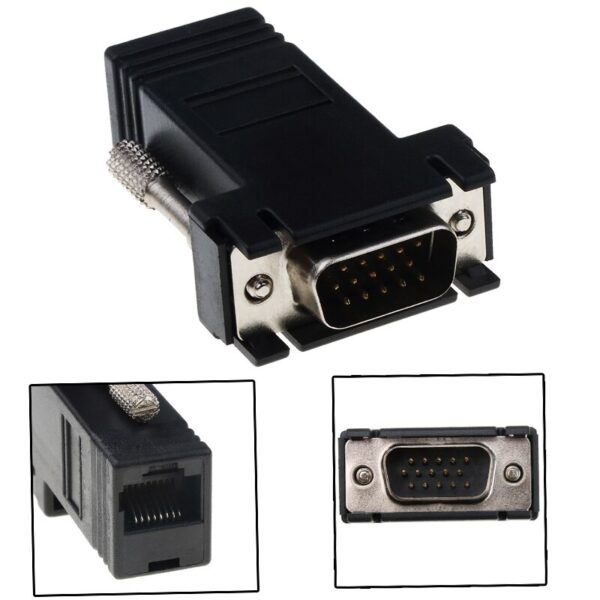 kebidu RJ45 to VGA Extender Male to LAN CAT5 CAT6 RJ45 Network Ethernet Cable Female Adapter Computer Extra Switch Converter 6