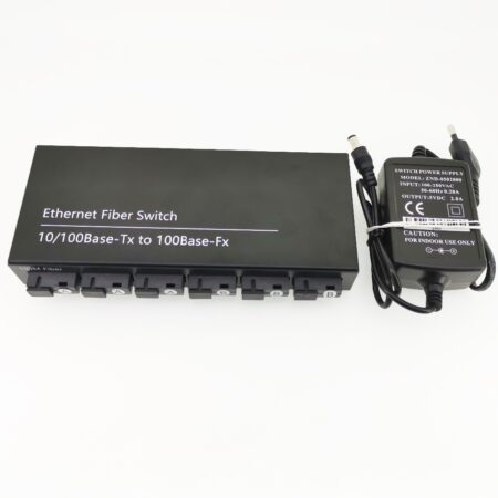 6F2E 10/100M Ethernet Switch  6 Fiber Port  25KM 2 UTP RJ45 Fast Erhetnet Fiber Optical Switch with 5V 2A power supply 1