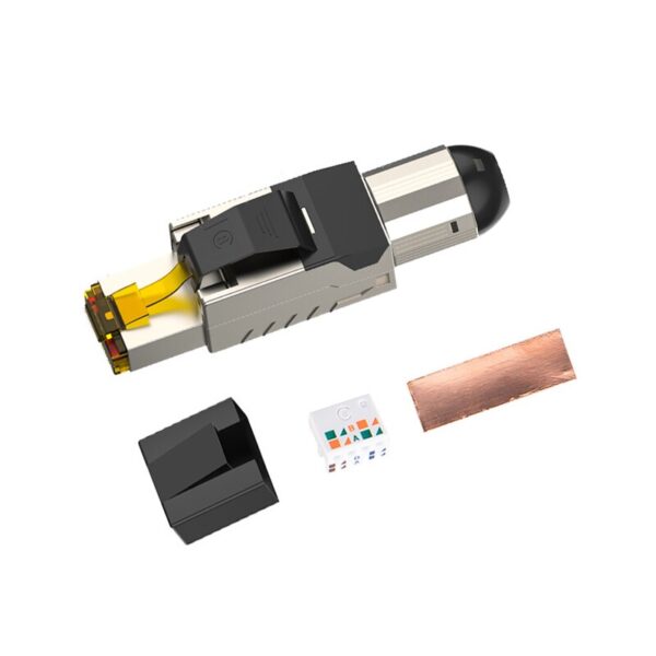 Industrial Grade Cat6A Cat7 Cat8 Toolless Field Termination Plug Shielded RJ45 Fast Installation Connector No Need Crimping Tool 6