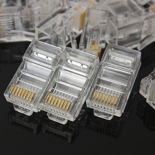 50PCS/lot RJ45 RJ-45 CAT5 cat5e Modular Cable Head Plug Ethernet Gold Plated Network Connector Best Promotion 3