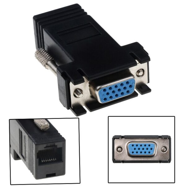 kebidu RJ45 to VGA Extender Male to LAN CAT5 CAT6 RJ45 Network Ethernet Cable Female Adapter Computer Extra Switch Converter 5
