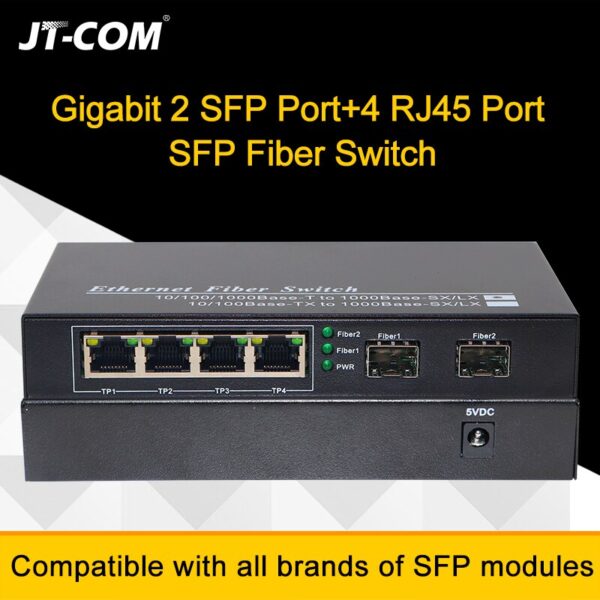 Gigabit Network SFP Fiber Switch 1000Mbps SFP Media Converter 2 SFP Fiber Port and  8 RJ45 Port 2G8E Fiber Ethernet Switch 3