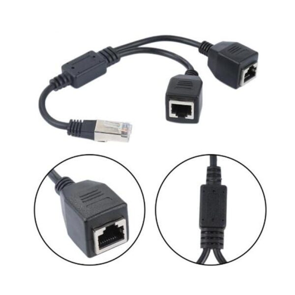 1 Male to 2 Female 2 Ways RJ45 Ports Ethernet Network Splitter Connector Extension Cables Router LAN Double Ports Plug Adapter 1