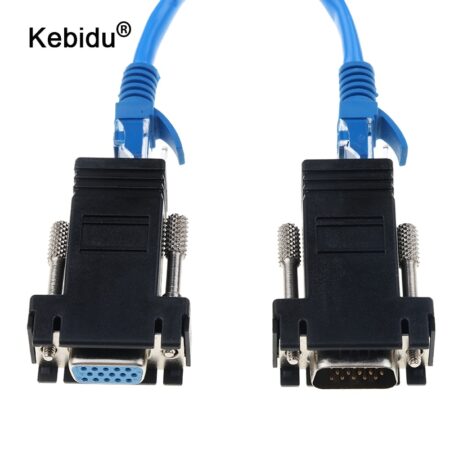 kebidu RJ45 to VGA Extender Male to LAN CAT5 CAT6 RJ45 Network Ethernet Cable Female Adapter Computer Extra Switch Converter 1