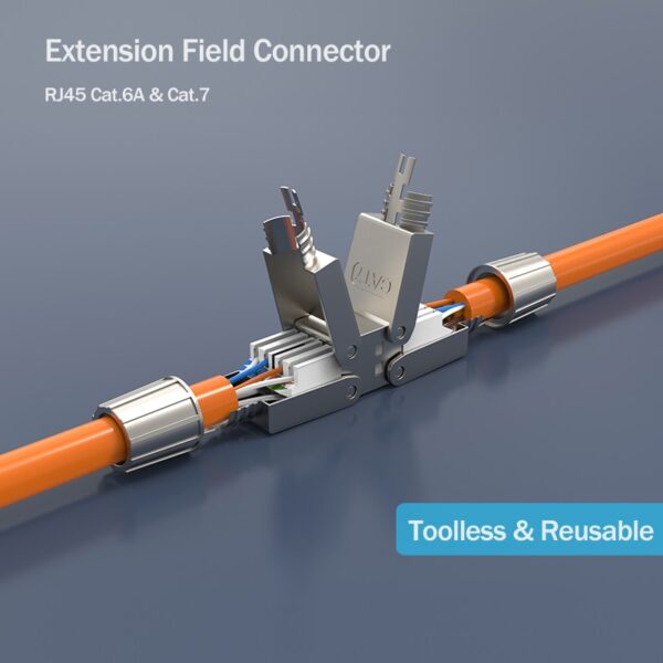 Linkwylan Cat6A Cat7 Cable Extender Junction Adapter Connection Box RJ45 Lan Cable Extension Connector Full Shielded Toolless 2