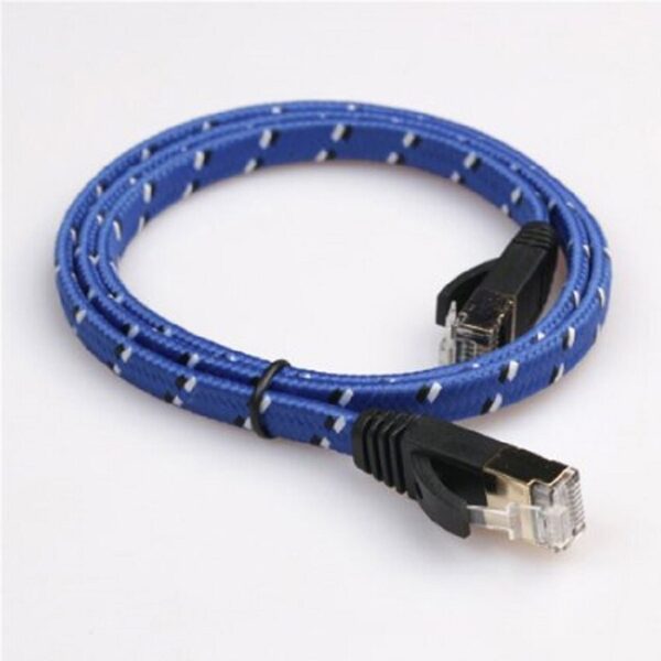 TSYH Ethernet Cable Cat7 Lan Flat Cable UTP CAT 7 RJ 45 Network Cable 30cm 50cm Patch Cord For Laptop Route Blue Black 3