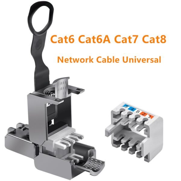 10pc RJ45 Connector Cat6 Cat6A Cat7 Cat8 Connector For Internet Network Cables Copper Shield Free Tool Crimp RJ45 Ethernet Cable 6