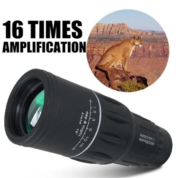 Portable 16 X 52 High Over Telescope Monocular 66/8000M Binoculars Outdoor Sports Black for Bird Watching Hunting 1