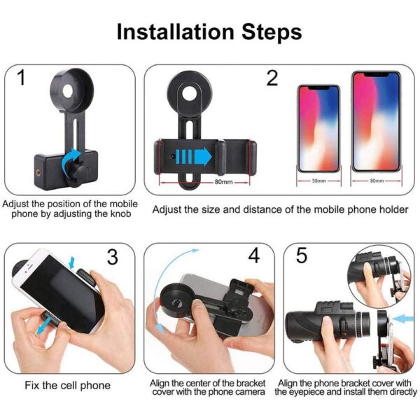 40x60 Binoculars and HD Mobile Phone Holder Binoculars Mobile Phone Telescope Zoom Large Handheld Telescope Hunting 3