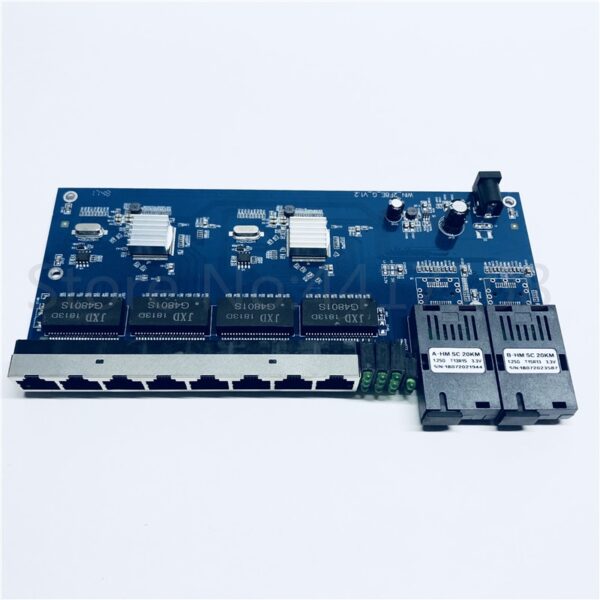 10/100/1000M Gigabit Ethernet switch Ethernet Fiber Optical Media Converter Single Mode 8 RJ45 UTP and 2 SC fiber Port Board PCB 1