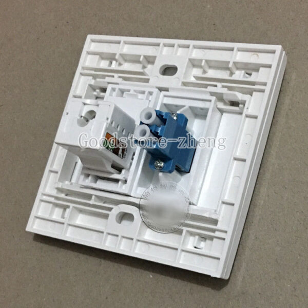 Wall Face Plate Fiber Optical LC Connector Coupler +RJ45 CAT6 Socket Faceplate 3