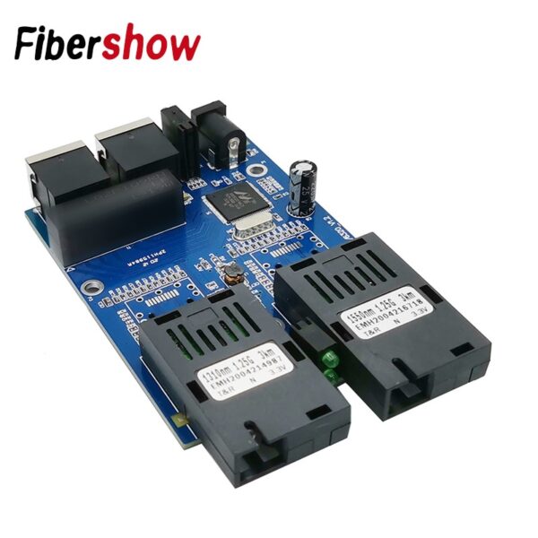 Gigabit Ethernet fiber switch 2 RJ45 UTP 2 SC fiber Gigabit Fiber Optical Media Converter 2SC 2RJ45 Ethernet 10/100/1000M PCB 3