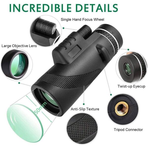 40x60 Binoculars and HD Mobile Phone Holder Binoculars Mobile Phone Telescope Zoom Large Handheld Telescope Hunting 6
