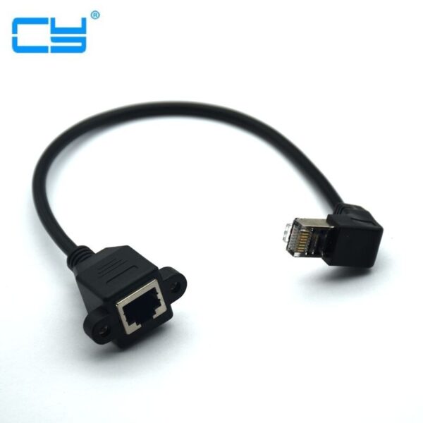 High Quality 30cm UP Down Right Angled 90 Degree 8P8C FTP STP UTP Cat5 RJ45 with screw Lan Ethernet Network Extension Cable 1ft 3