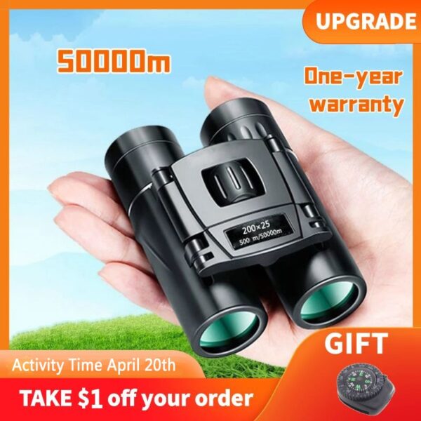 HD High Power Mini Zoom Telescope About 200X25 Folding Binoculars For Outdoor Bird Watching Travelling Camping 800-1000m 1