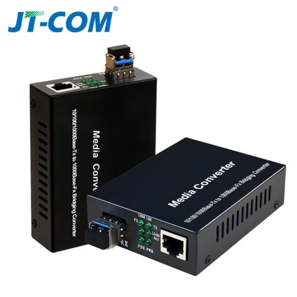 Gigabit Media Converter SFP Transceiver Module 5KM 1000Mbps Fast Ethernet RJ45 to Fiber Optic switch 2 port SC Single Mode 3