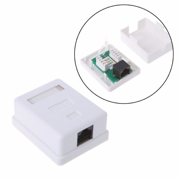 Cat6 RJ45 8P8C Wall Coupler Jack Adapter UTP Unshielded Single Port Desktop Mount Box White C26 1