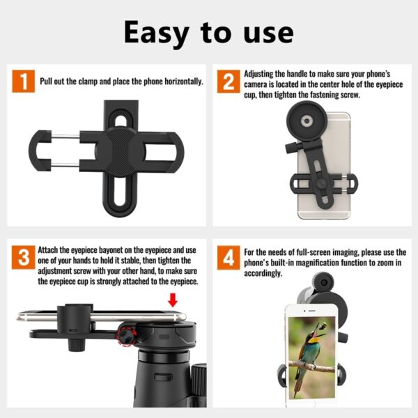 Upgrade Universal Cell Phone Adapter Bracket Clip Mount Soft Rubber Material for Binocular Monocular Spotting Scope Telescope 5