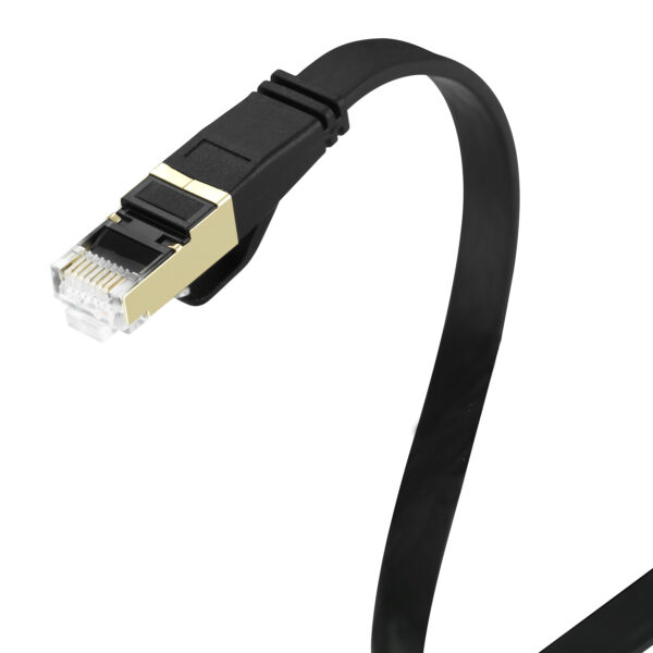 Bochara Gold Plated Flat Cat8 Ethernet Rj45 Cable Male to Male Multi-Shielded For Modem Router LAN Network 50cm 1m 1.8m 5