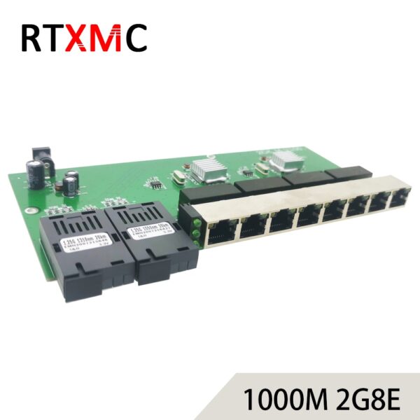 10/100/1000M Gigabit Ethernet switch Ethernet Fiber Optical Media Converter Single Mode 8 RJ45 UTP and 2 SC fiber Port Board PCB 4