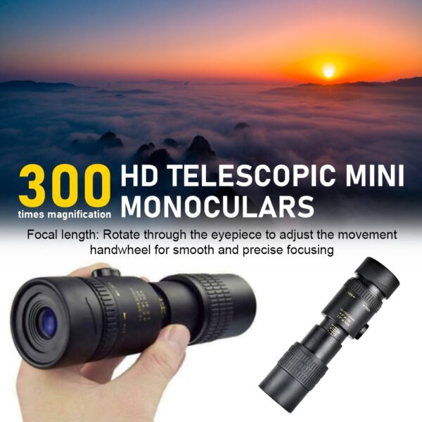 4K 10-300X40mm Super Telephoto Zoom Monocular Telescope with BAK4 Prism Lens for Beach Travel Outdoor Activities Sports 2