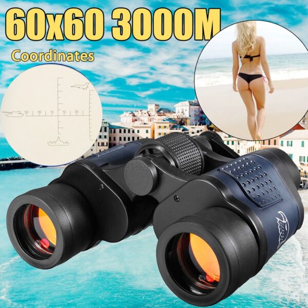 60x60 High Power Binoculars With Coordinates BAK4 Portable Telescope LowLight Night Vision For Hunting Sports Travel Sightseeing 6