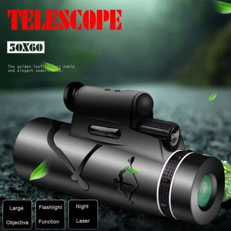 50X60 Monocular Telescope Laser Portable With Light Binoculars Powerful Low Light Night Vision Compass BAK4 Outdoor for Hunting 1