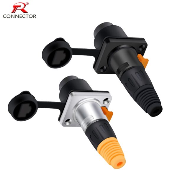 1SET RJ45 Waterproof Network Connector 8p8c RJ45 Female Chassis Sockets Ethernet Connector Zinc Alloy+Copper Pins 1