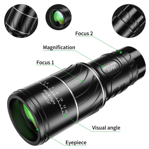 APEXEL HD 16X52 Dual Focus monocular 10x telescope lens 66/800m monocular for Outdoor bird watching Camping Travel Sportshiking 3